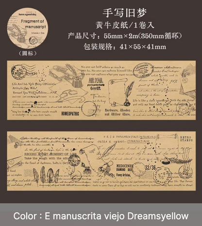 Washi Tape Vintage Texto & Dibujos