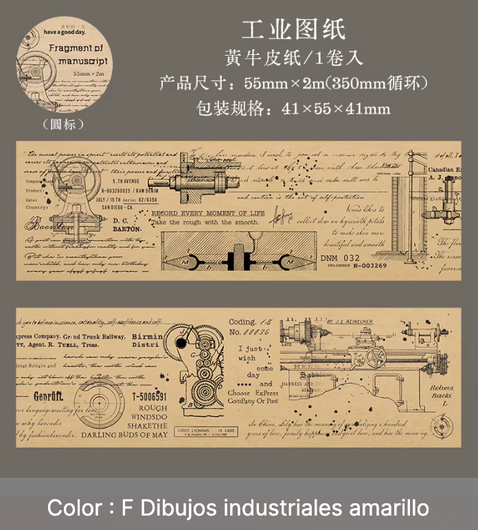 Washi Tape Vintage Texto & Dibujos