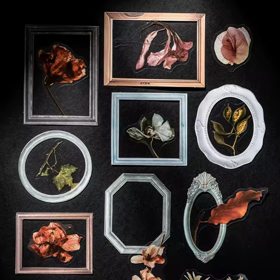 20 Stickers Marcos & Flores secas