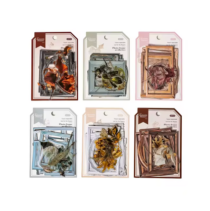 20 Stickers Marcos & Flores secas