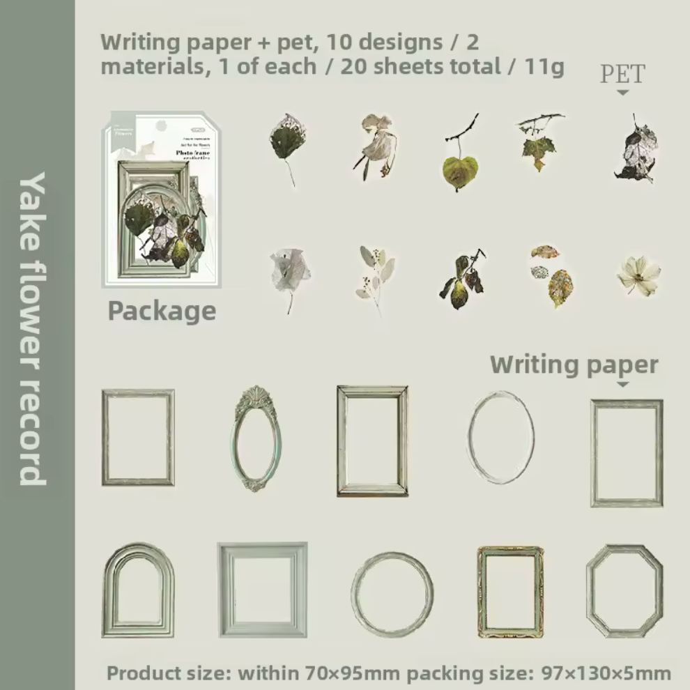 20 Stickers Marcos & Flores secas