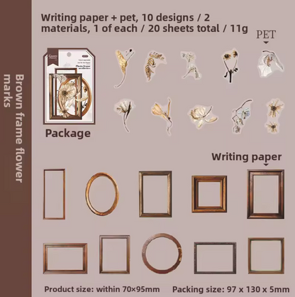 20 Stickers Marcos & Flores secas