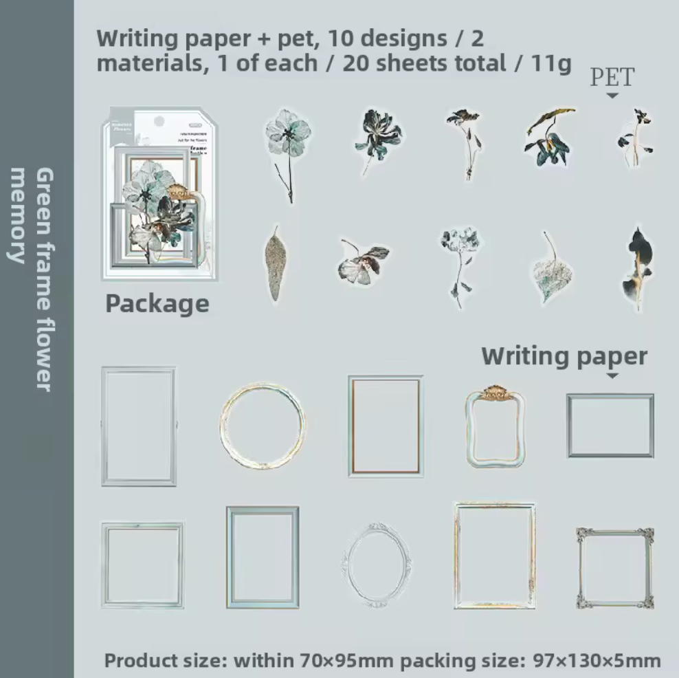 20 Stickers Marcos & Flores secas