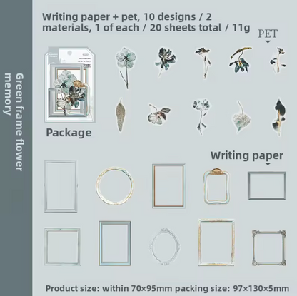 20 Stickers Marcos & Flores secas