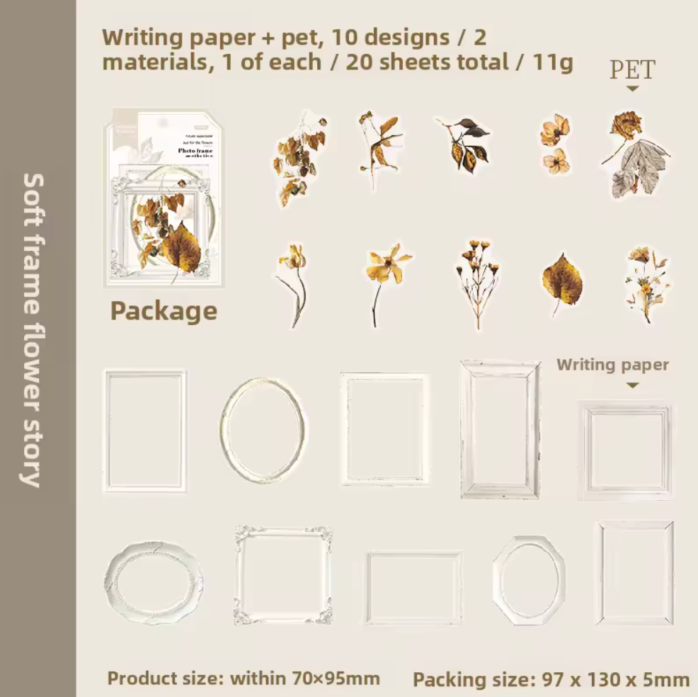 20 Stickers Marcos & Flores secas