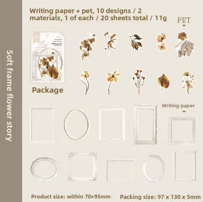 20 Stickers Marcos & Flores secas