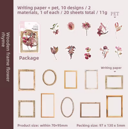 20 Stickers Marcos & Flores secas