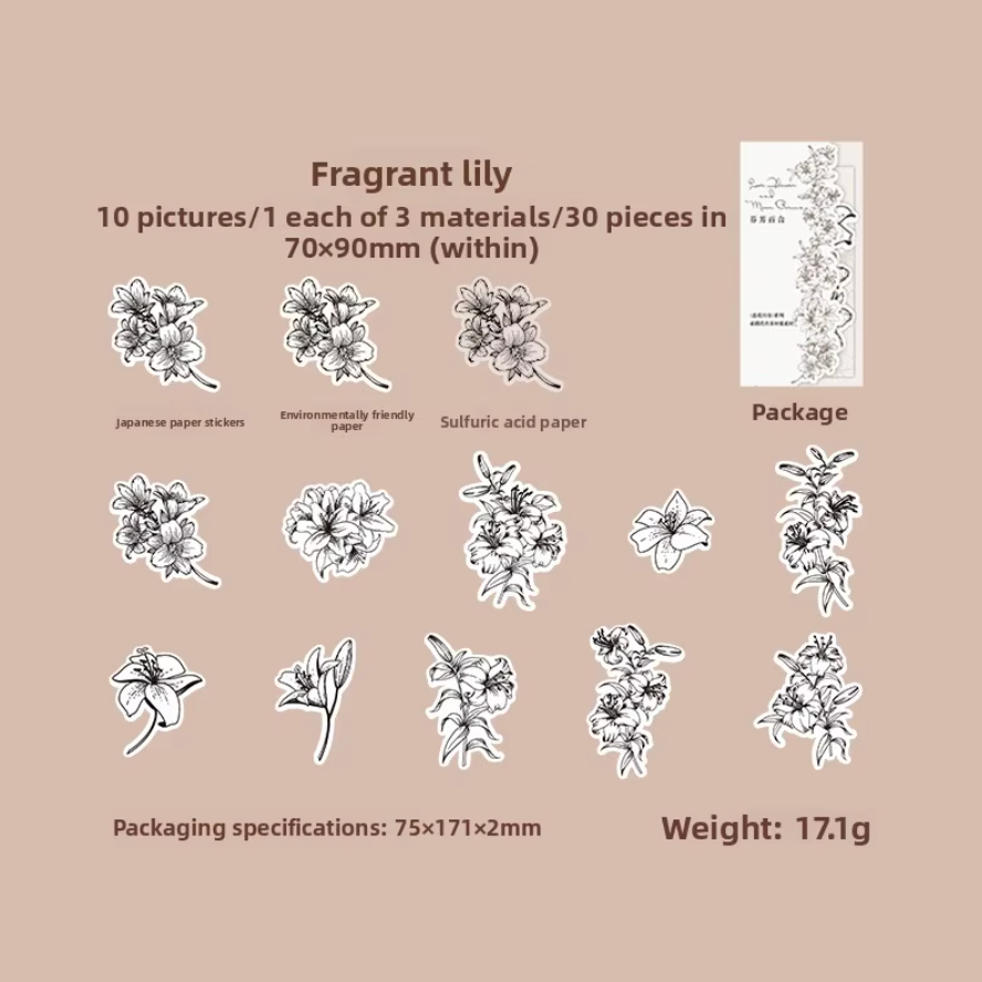 30 Flores Negro & blanco