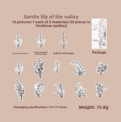 30 Flores Negro & blanco