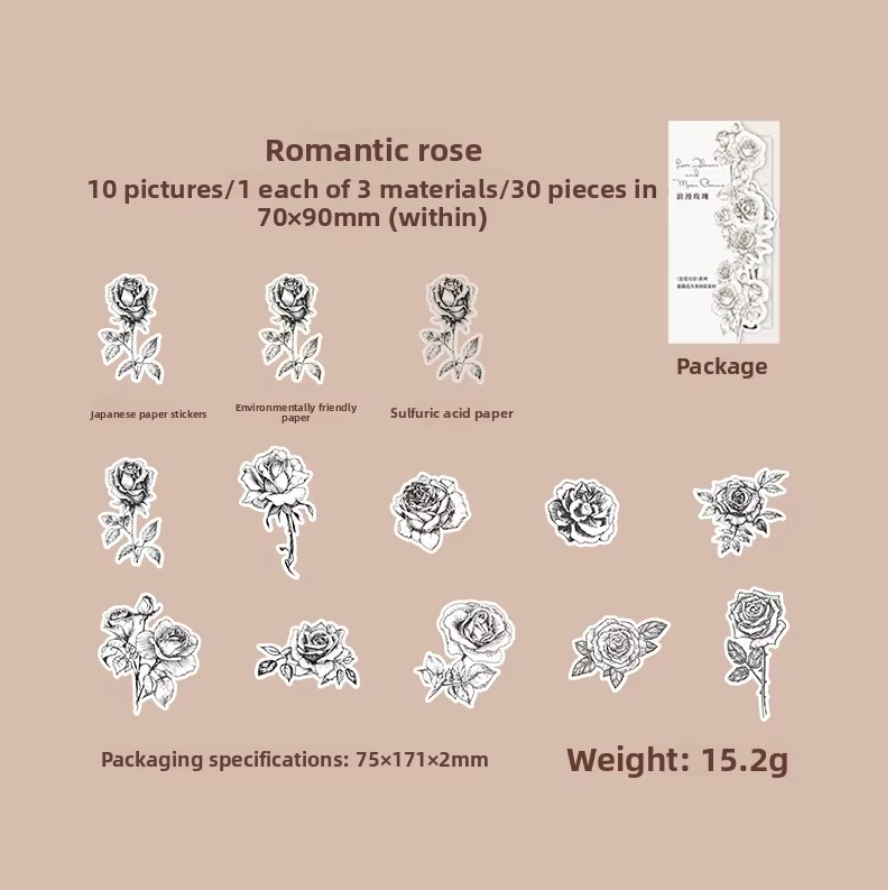 30 Flores Negro & blanco