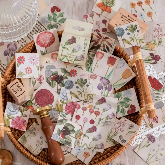 Cajita de Stickers Flores Vintage