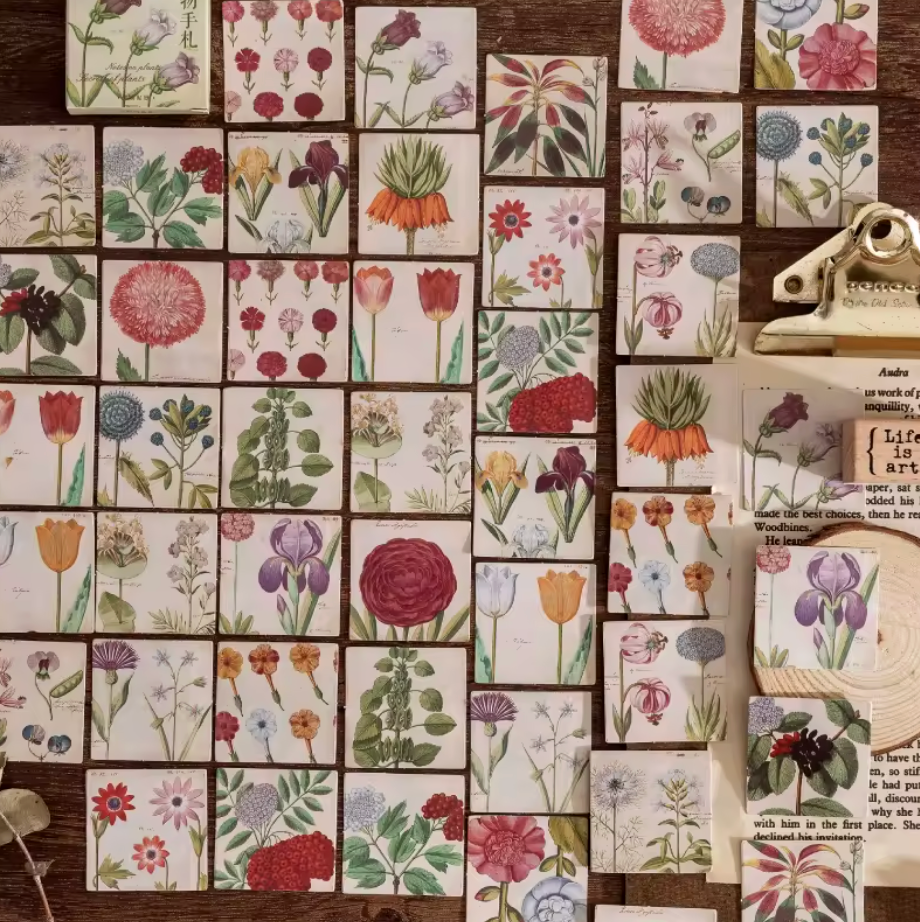 Cajita de Stickers Flores Vintage