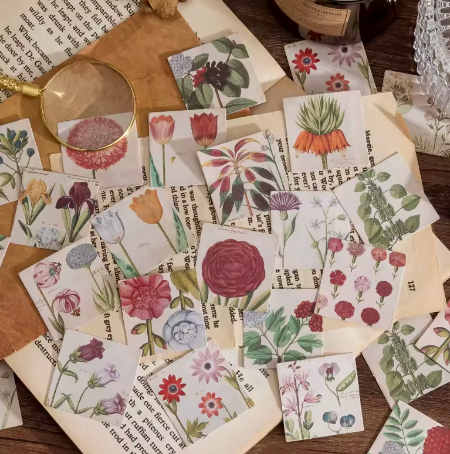 Cajita de Stickers Flores Vintage