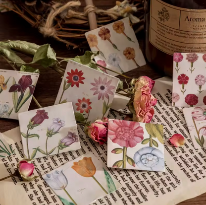 Cajita de Stickers Flores Vintage