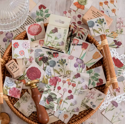Cajita de Stickers Flores Vintage