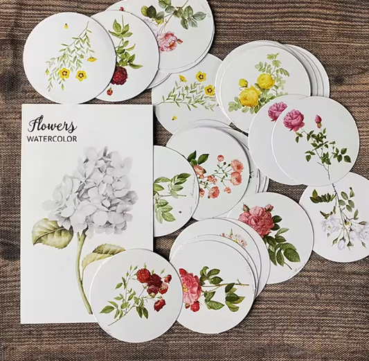 Cajita de Stickers Circulos Flores Vintage