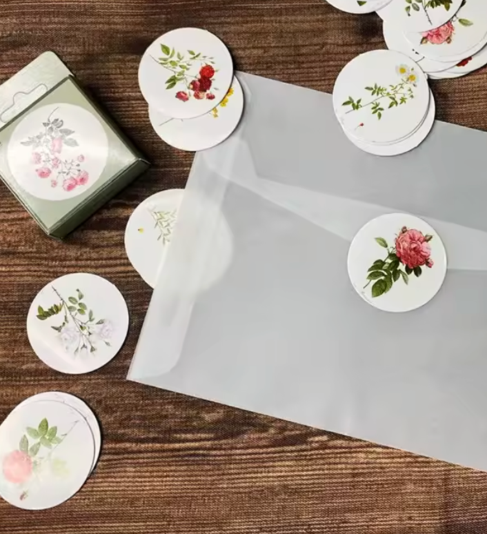 Cajita de Stickers Circulos Flores Vintage