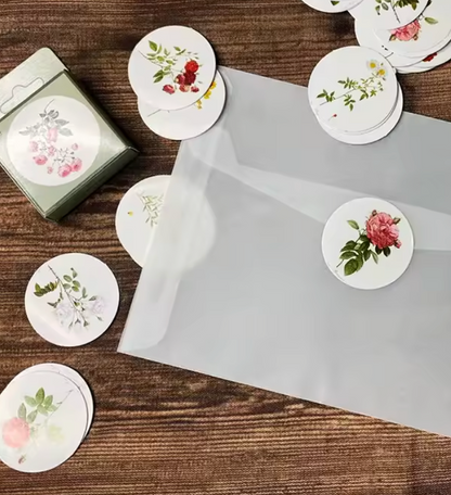 Cajita de Stickers Circulos Flores Vintage