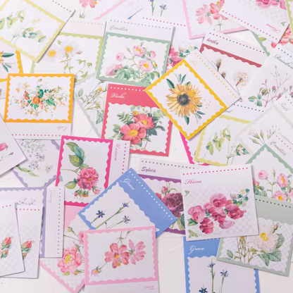 Cajita de Stickers Flores Timbres