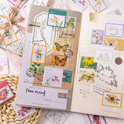 Cajita de Stickers Flores Timbres