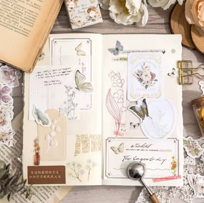 Cajita de Stickers Flores & Cartas Vintage