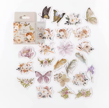 Cajita de Stickers Flores & Cartas Vintage
