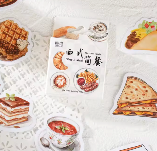 Cajita de Stickers Comida Tacos, Wafles, sopa & postres