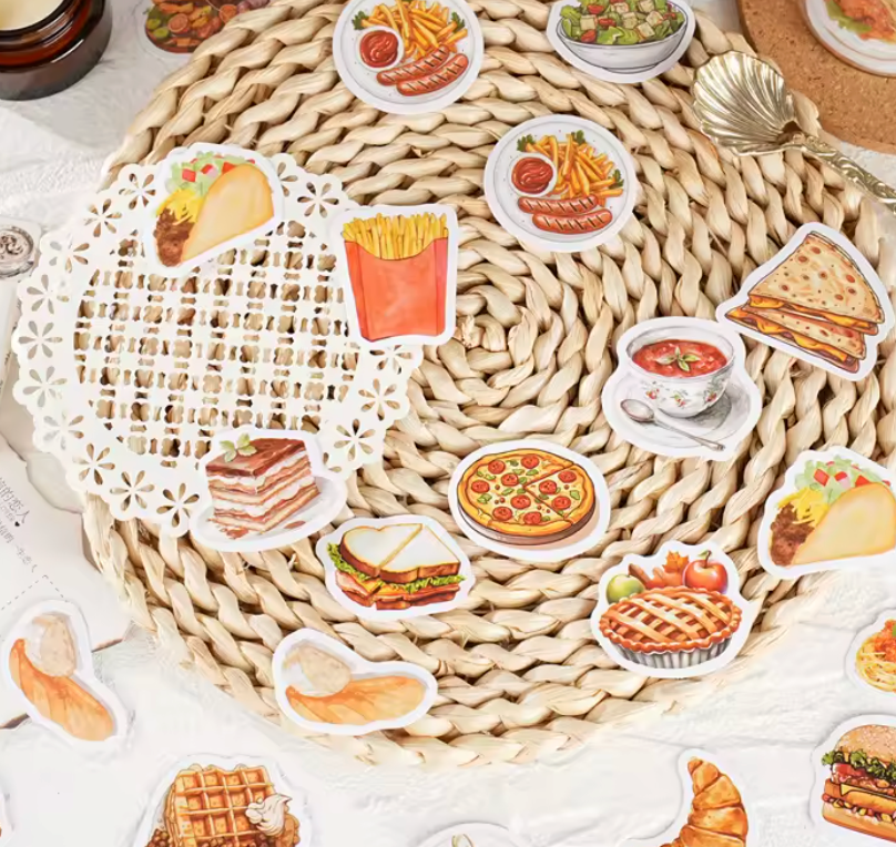 Cajita de Stickers Comida Tacos, Wafles, sopa & postres