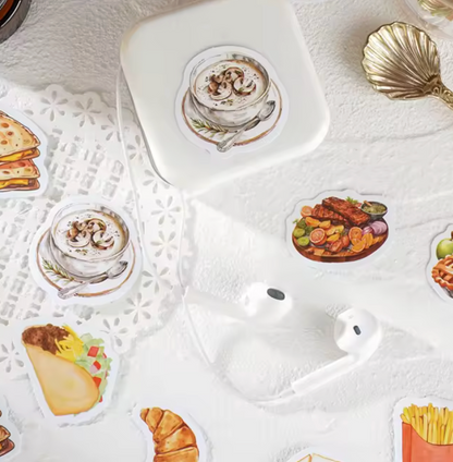 Cajita de Stickers Comida Tacos, Wafles, sopa & postres