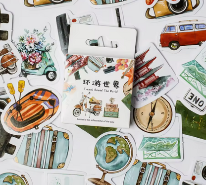 Cajita de Stickers Viaje Vespa & Maletas