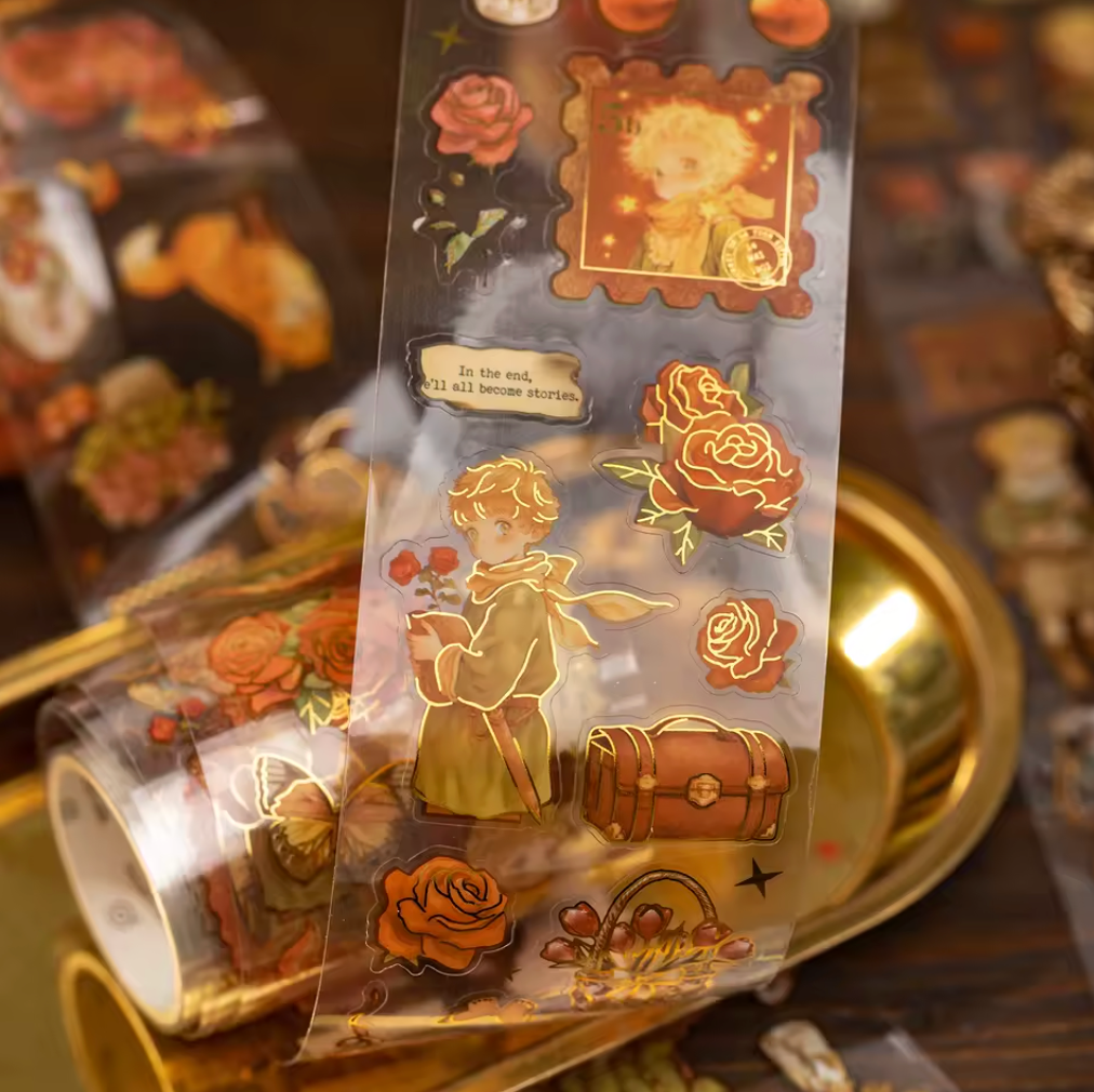 Rollo de Stickers del principito con detalles dorados