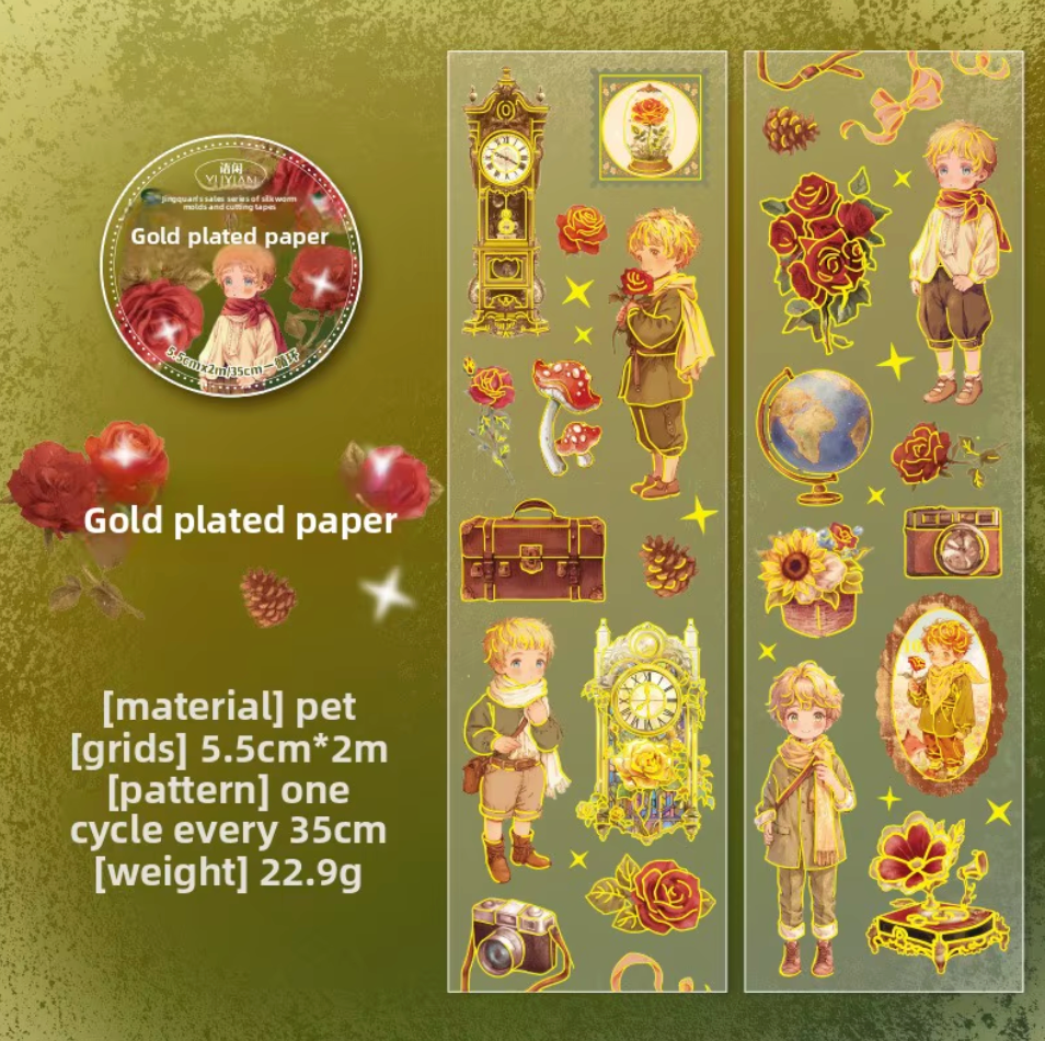 Rollo de Stickers del principito con detalles dorados