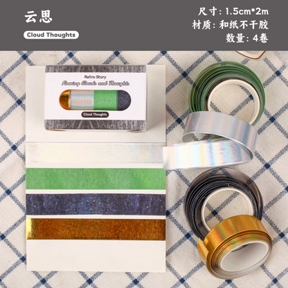 4 Washi Tapes lisos & Foil