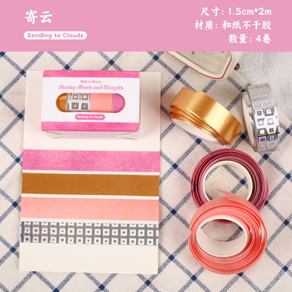 4 Washi Tapes lisos & Foil