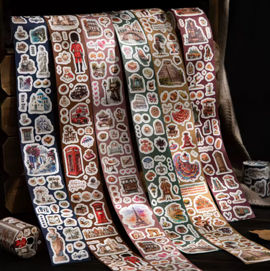 Rollo de Stickers Ciudades Glitter