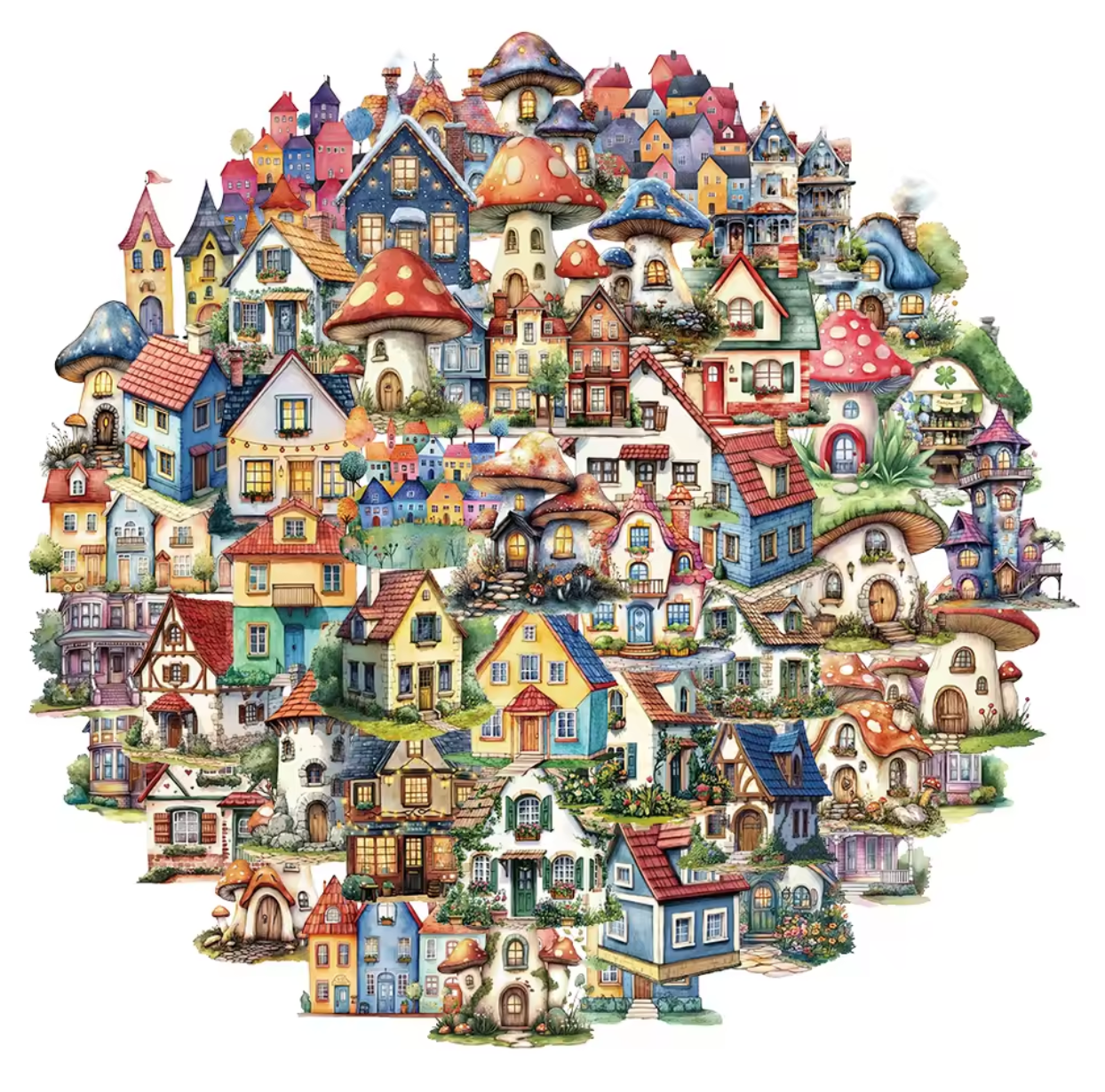 50 Stickers transparentes Casas Coloridas