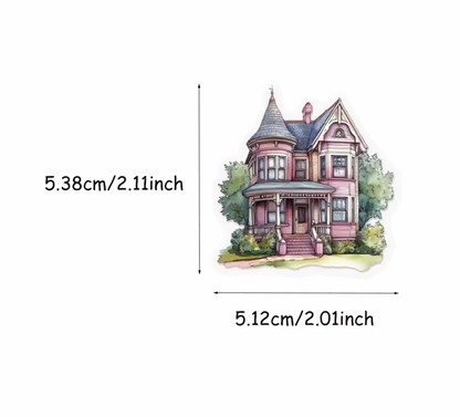 50 Stickers transparentes Casas Coloridas