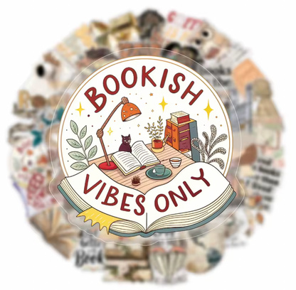 50 Stickers Transparentes Lectura Vintage