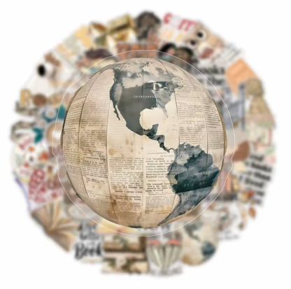 50 Stickers Transparentes Lectura Vintage