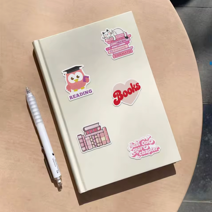 50 Stickers Vinil Books & Love Rosa