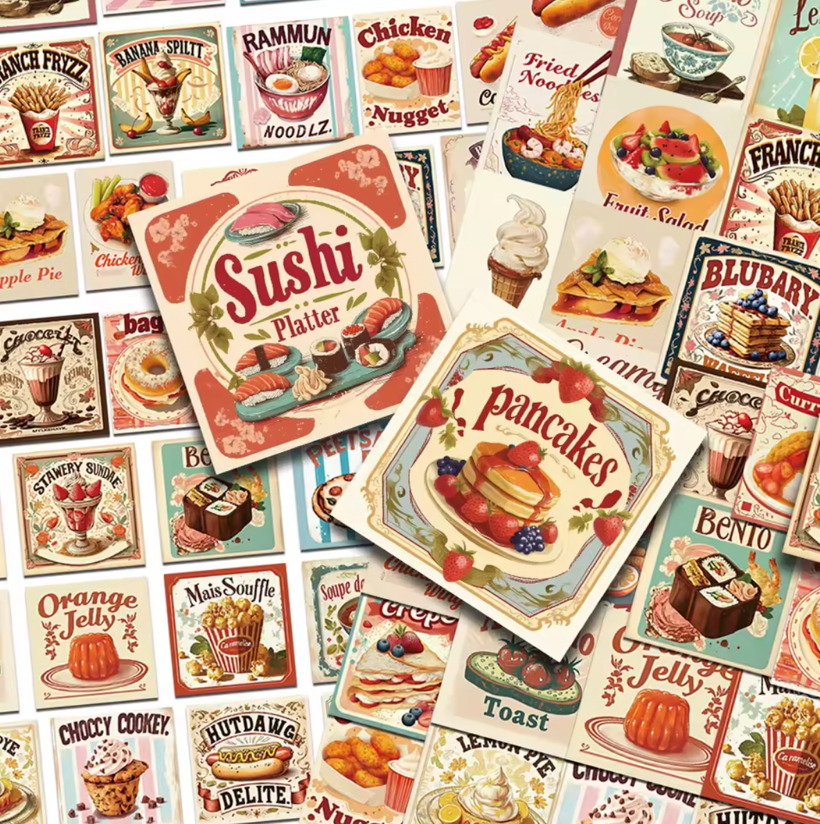 50 Stickers Vinil Comida