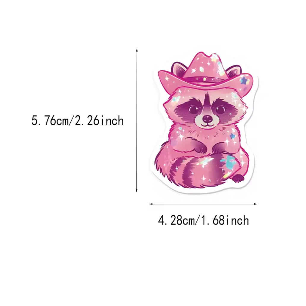 50 Stickers Vinil Rosa Holograficos
