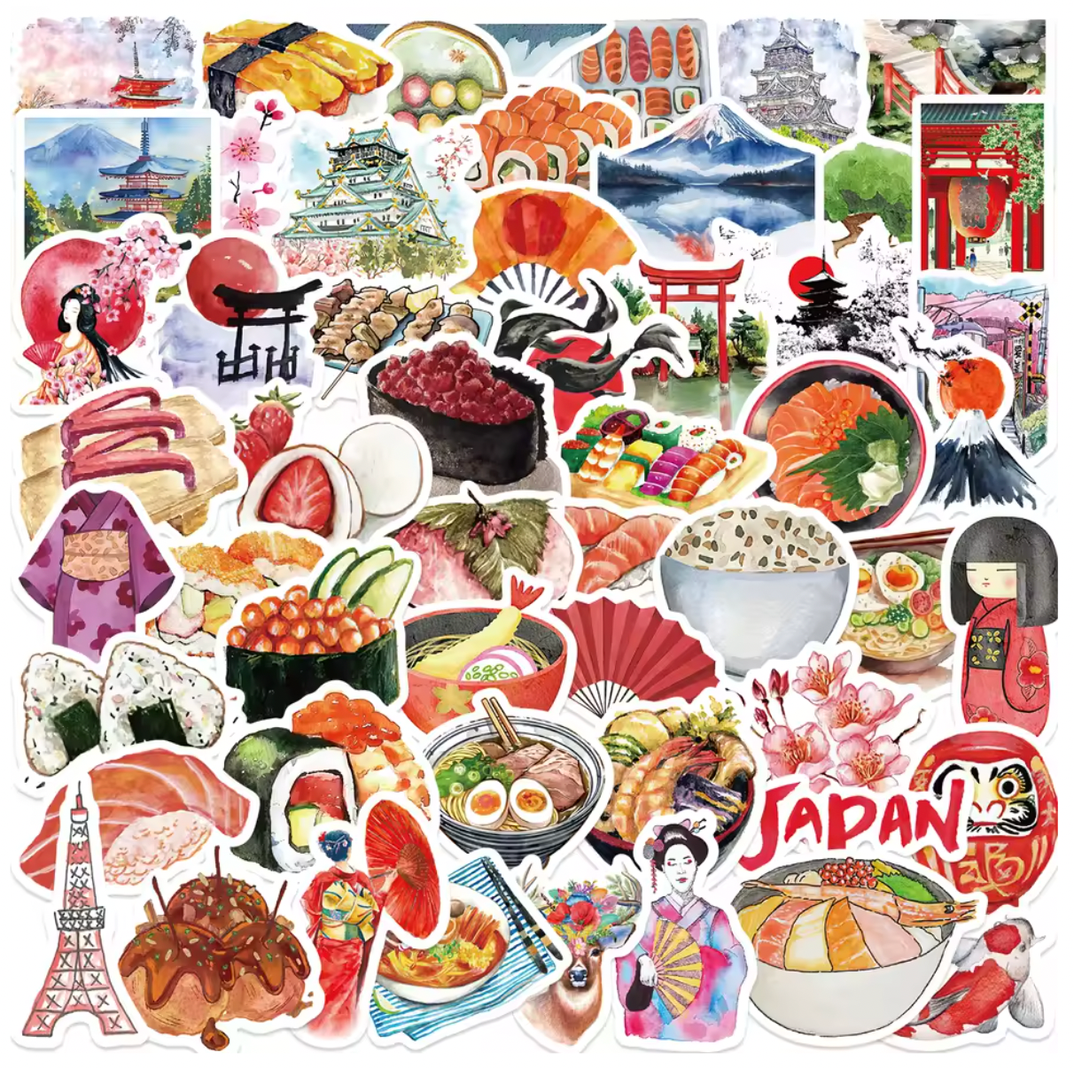 50 Stickers Vinil Comida Japonesa
