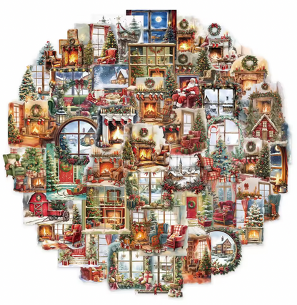 50 Stickers transparentes Escenas Navideñas