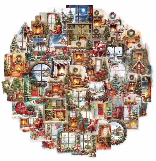 50 Stickers transparentes Escenas Navideñas