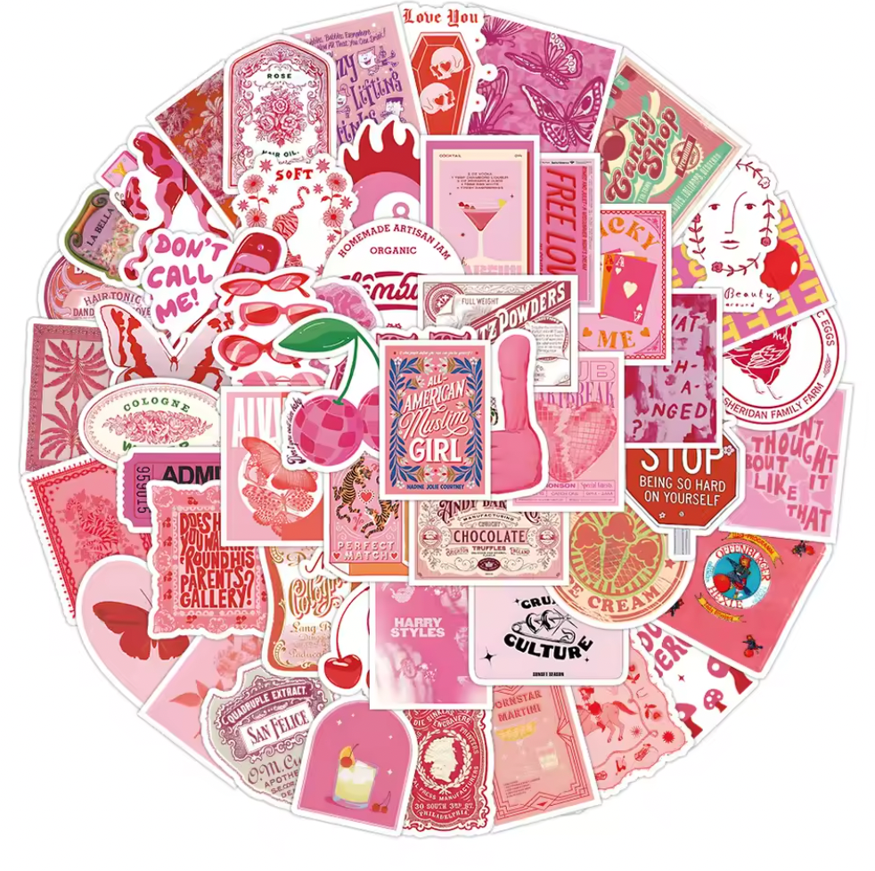 63 Stickers Vinil Vintage Rosa Lucky Me