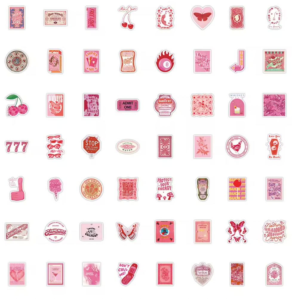 63 Stickers Vinil Vintage Rosa Lucky Me