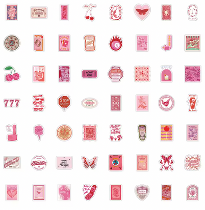 63 Stickers Vinil Vintage Rosa Lucky Me