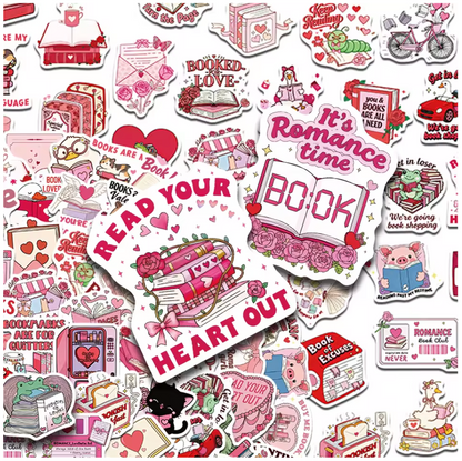 100 Stickers Vinil Rosa Lectura & Libros