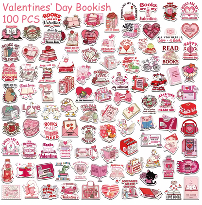 100 Stickers Vinil Rosa Lectura & Libros